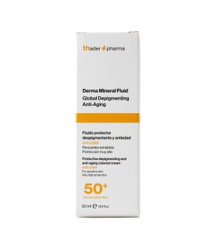 Protective depigmenting and anti-aging colored cream with color Derma Mineral Fluid