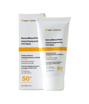 Protective depigmenting and anti-aging colored cream with color Derma Mineral Fluid